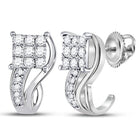 Dazzling 10kt White Gold Diamond Half J Hoop Earrings - A Touch of Glamour - Splendid Jewellery