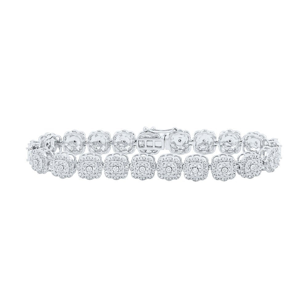 Dazzling 10kt White Gold Diamond Square Link Bracelet - 2 - 3/8 Cttw - Splendid Jewellery