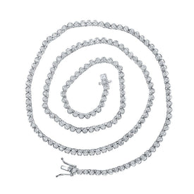 Dazzling 10kt White Gold Men's 5 Ct.t.w. Round Diamond Tennis Chain Necklace - Splendid Jewellery