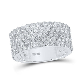Dazzling 10kt White Gold Men's Round Diamond 5 - row Pave Band Ring - 5 Cttw - Splendid Jewellery