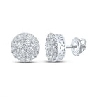 Dazzling 10kt White Gold Men's Round Diamond Cluster Earrings - 5/8 Cttw - Splendid Jewellery