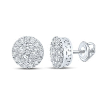 Load image into Gallery viewer, Dazzling 10kt White Gold Men's Round Diamond Cluster Earrings - 5/8 Cttw - Splendid Jewellery