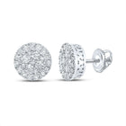 Dazzling 10kt White Gold Men's Round Diamond Cluster Earrings - 5/8 Cttw - Splendid Jewellery