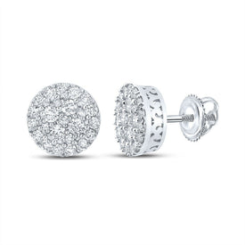 Dazzling 10kt White Gold Men's Round Diamond Cluster Earrings - 5/8 Cttw - Splendid Jewellery