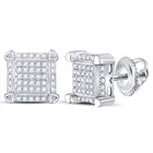 Dazzling 10kt White Gold Men's Square Cluster Diamond Stud Earrings 1/6 Cttw - Splendid Jewellery