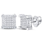 Dazzling 10kt White Gold Men's Square Cluster Diamond Stud Earrings 1/6 Cttw  Side View from Splendid Jewellery