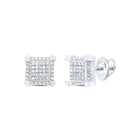 Dazzling 10kt White Gold Men's Square Cluster Diamond Stud Earrings 1/6 Cttw  Top View from Splendid Jewellery