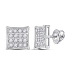 Dazzling 10kt White Gold Square Diamond Earrings for Men - 1/10 Cttw - Splendid Jewellery