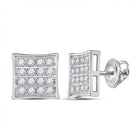 Dazzling 10kt White Gold Square Diamond Earrings for Men - 1/10 Cttw - Splendid Jewellery