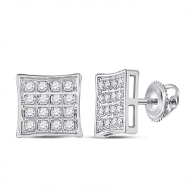 Dazzling 10kt White Gold Square Diamond Earrings for Men - 1/10 Cttw - Splendid Jewellery