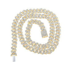Load image into Gallery viewer, Dazzling 10kt Yellow Gold Baguette Diamond 22 - inch Cuban Link Chain Necklace - 11 - 5/8 Cttw - Splendid Jewellery