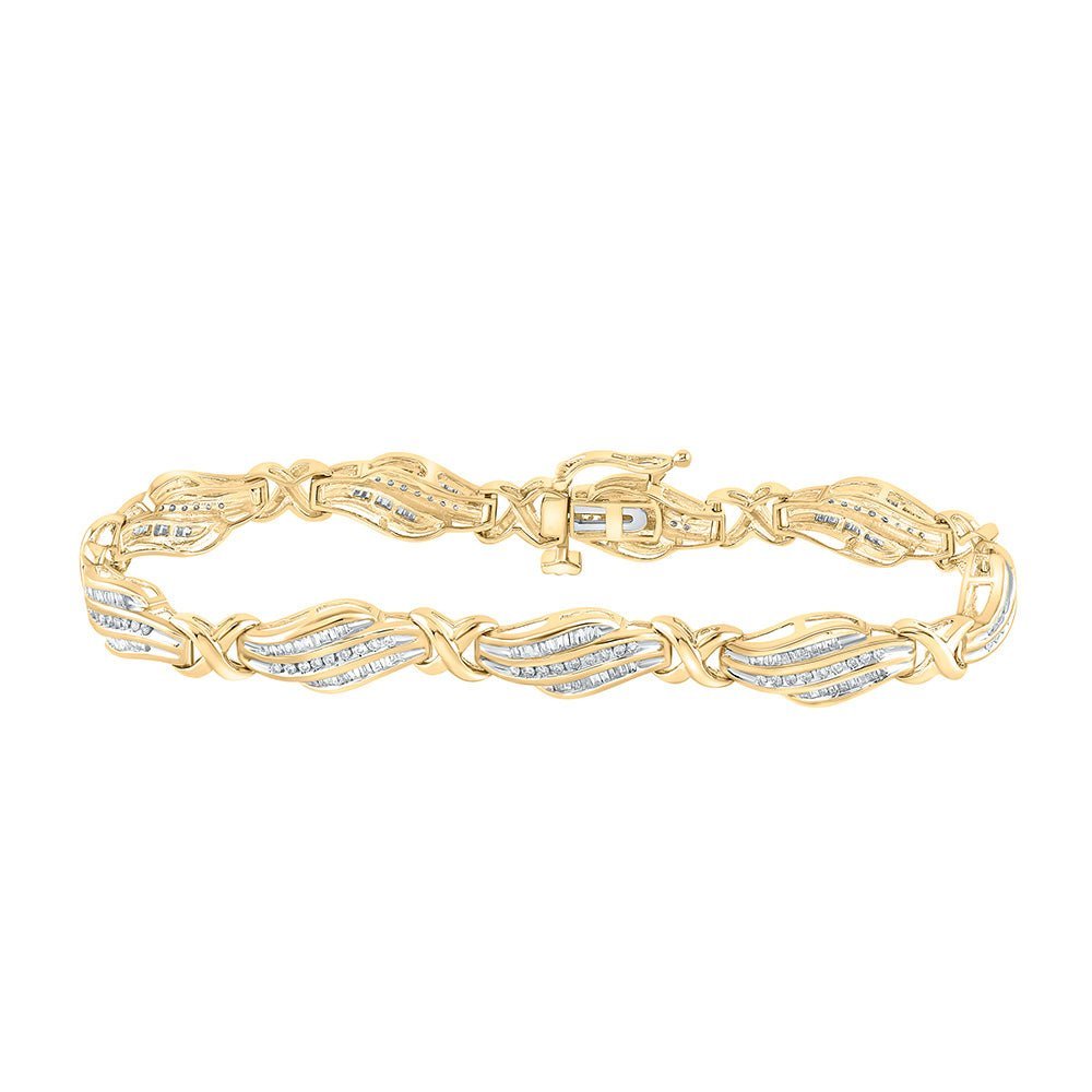 Dazzling 10kt Yellow Gold Baguette Diamond Fashion Bracelet - 1 Cttw - Splendid Jewellery