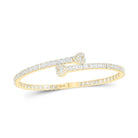 Dazzling 10kt Yellow Gold Baguette Diamond Heart Cuff Bangle Bracelet - 2 - 5/8 Cttw - Splendid Jewellery