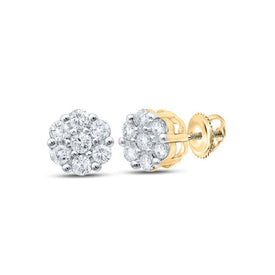 Dazzling 10kt Yellow Gold Diamond Blossom Earrings - Splendid Jewellery