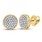 Dazzling 10kt Yellow Gold Diamond Circle Cluster Stud Earrings - Splendid Jewellery