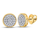Dazzling 10kt Yellow Gold Diamond Circle Cluster Stud Earrings - Splendid Jewellery