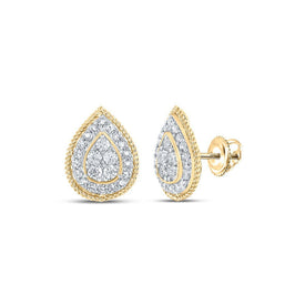 Dazzling 10kt Yellow Gold Diamond Cluster Drop Earrings - Splendid Jewellery