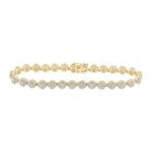 Dazzling 10kt Yellow Gold Diamond Flower Cluster Link Bracelet - 3 - 7/8 Cttw - Splendid Jewellery