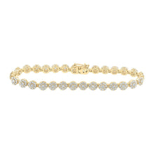 Load image into Gallery viewer, Dazzling 10kt Yellow Gold Diamond Flower Cluster Link Bracelet - 3 - 7/8 Cttw - Splendid Jewellery