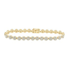 Dazzling 10kt Yellow Gold Diamond Flower Cluster Link Bracelet - 3 - 7/8 Cttw - Splendid Jewellery