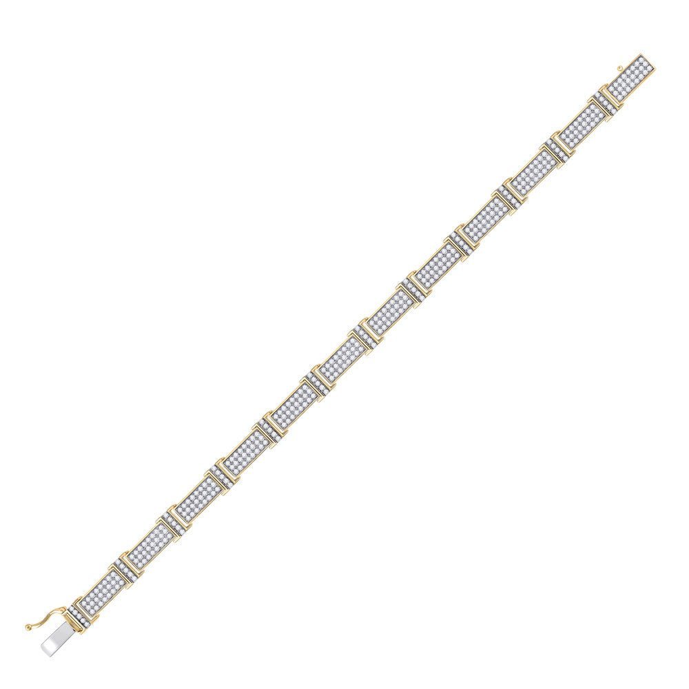 Dazzling 10kt Yellow Gold Men's Diamond Link Bracelet - 5 - 3/4 Ct.t.w. - Splendid Jewellery
