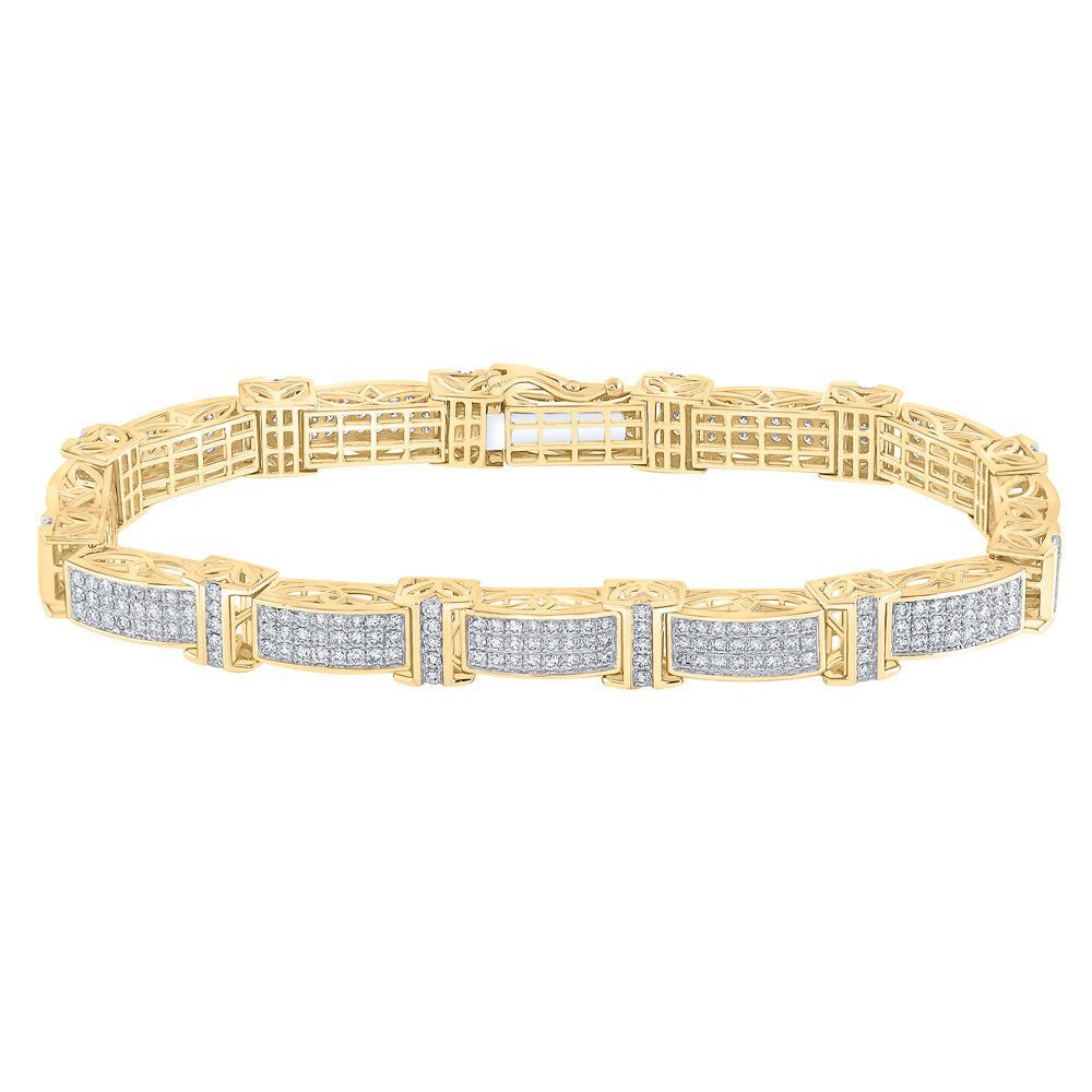 Dazzling 10kt Yellow Gold Men's Diamond Link Bracelet - 5 - 3/4 Ct.t.w. - Splendid Jewellery