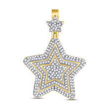 Load image into Gallery viewer, Dazzling 10kt Yellow Gold Mens Diamond Star Charm Pendant 3/4 Cttw  Top View from Splendid Jewellery