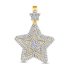 Dazzling 10kt Yellow Gold Mens Diamond Star Charm Pendant 3/4 Cttw  Top View from Splendid Jewellery