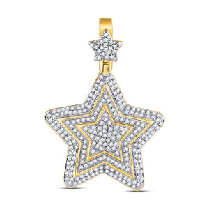 Dazzling 10kt Yellow Gold Mens Diamond Star Charm Pendant 3/4 Cttw - Splendid Jewellery