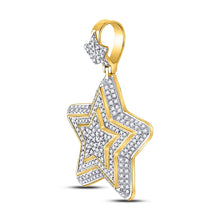 Load image into Gallery viewer, Dazzling 10kt Yellow Gold Mens Diamond Star Charm Pendant 3/4 Cttw  Side View from Splendid Jewellery