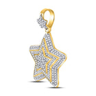 Dazzling 10kt Yellow Gold Mens Diamond Star Charm Pendant 3/4 Cttw  Side View from Splendid Jewellery