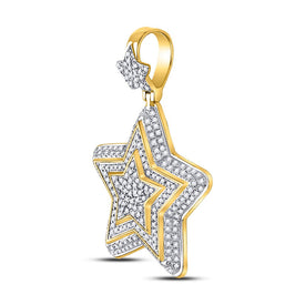 Dazzling 10kt Yellow Gold Mens Diamond Star Charm Pendant 3/4 Cttw  Side View from Splendid Jewellery
