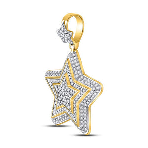 Dazzling 10kt Yellow Gold Mens Diamond Star Charm Pendant 3/4 Cttw - Splendid Jewellery