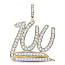 Load image into Gallery viewer, Dazzling 10kt Yellow Gold Mens Round Diamond 100 Hundred Emoji Charm Pendant 1-1/4 Cttw  Top View from Splendid Jewellery