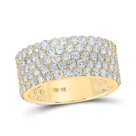 Dazzling 10kt Yellow Gold Mens Round Diamond 5 - Row Band Ring - 5 - 3/8 Cttw - Splendid Jewellery