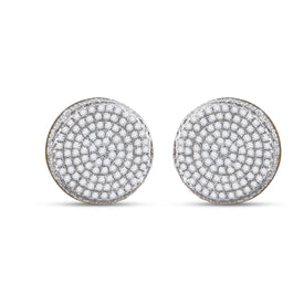Dazzling 10kt Yellow Gold Men's Round Diamond Circle Cluster Stud Earrings - 5/8 Cttw  Side View from Splendid Jewellery