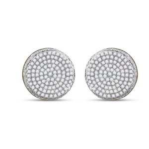 Dazzling 10kt Yellow Gold Men's Round Diamond Circle Cluster Stud Earrings - 5/8 Cttw - Splendid Jewellery