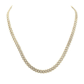 Dazzling 10kt Yellow Gold Men's Round Diamond Cuban Link Necklace - 4 - 3/4 Cttw - Splendid Jewellery