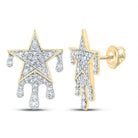 Dazzling 10kt Yellow Gold Men's Round Diamond Dripping Star Earrings - 3/4 Cttw - Splendid Jewellery