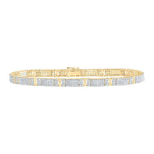 Load image into Gallery viewer, Dazzling 10kt Yellow Gold Mens Round Diamond Link Bracelet - 4 - 1/2 Cttw - Splendid Jewellery