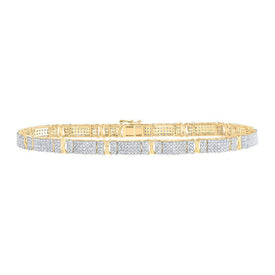 Dazzling 10kt Yellow Gold Mens Round Diamond Link Bracelet - 4 - 1/2 Cttw - Splendid Jewellery