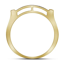 Load image into Gallery viewer, Dazzling 10kt Yellow Gold Men's Round Diamond Rectangle Cluster Ring 1/2 Cttw - Splendid Jewellery
