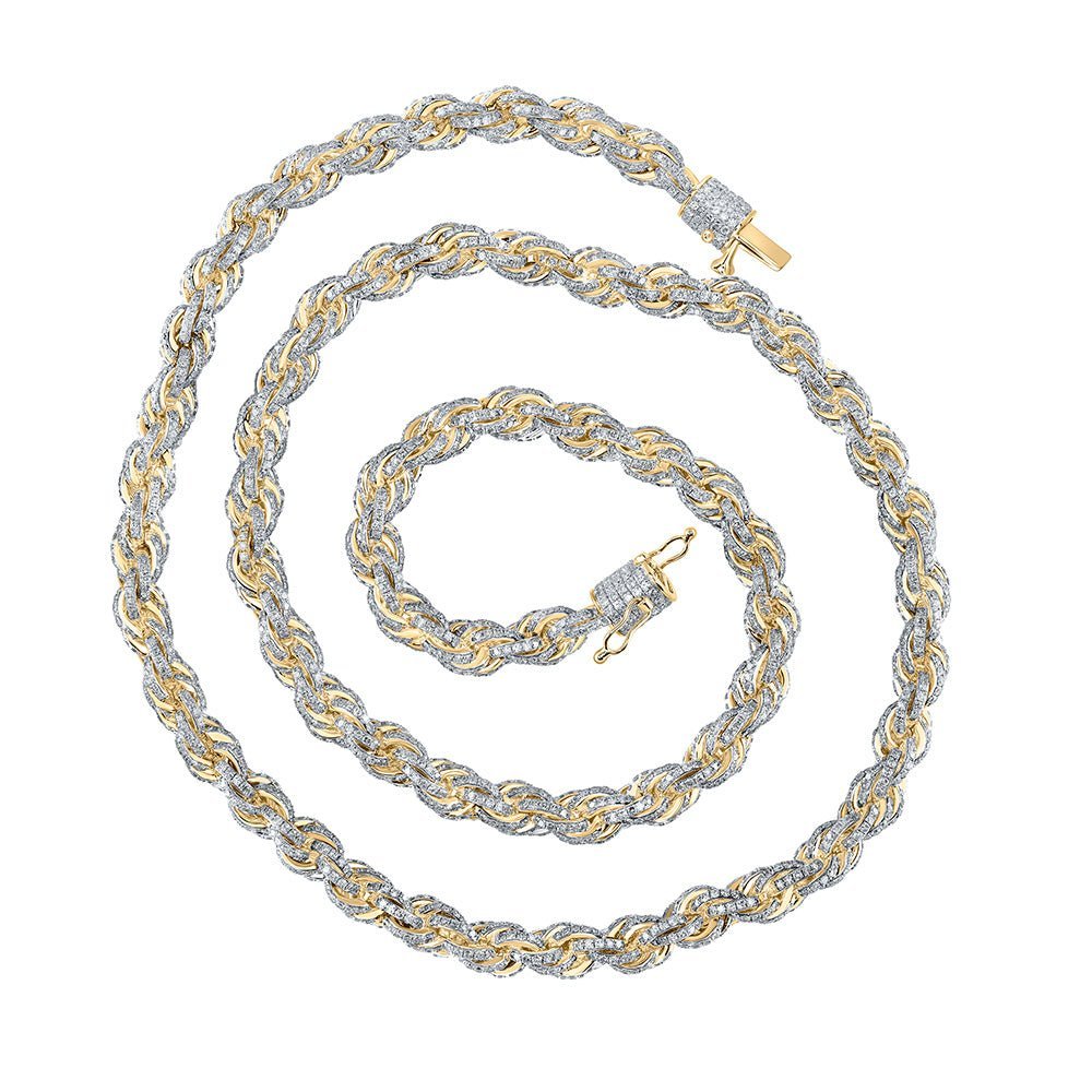 Dazzling 10kt Yellow Gold Men's Round Diamond Rope Chain Necklace - 16 - 3/4 Cttw - Splendid Jewellery