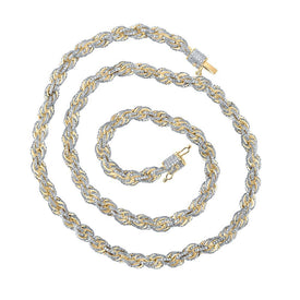 Dazzling 10kt Yellow Gold Men's Round Diamond Rope Chain Necklace - 16 - 3/4 Cttw - Splendid Jewellery