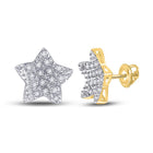 Dazzling 10kt Yellow Gold Men's Round Diamond Star Earrings - 1/10 Cttw - Splendid Jewellery