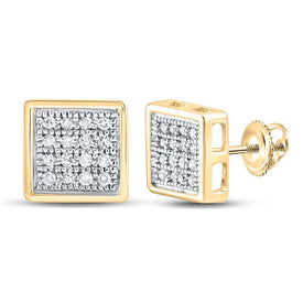 Dazzling 10kt Yellow Gold Men's Square Diamond Earrings - 1/10 Cttw - Splendid Jewellery