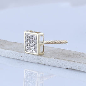 Dazzling 10kt Yellow Gold Men's Square Diamond Earrings - 1/10 Cttw - Splendid Jewellery