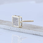 Dazzling 10kt Yellow Gold Men's Square Diamond Earrings - 1/10 Cttw product Side View from Splendid Jewellery