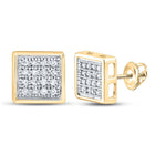 Dazzling 10kt Yellow Gold Men's Square Diamond Earrings - 1/10 Cttw product  Top View from Splendid Jewellery