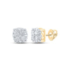 Dazzling 10kt Yellow Gold Round Diamond Cluster Earrings - 1/5 Cttw product  Top View from Splendid Jewellery